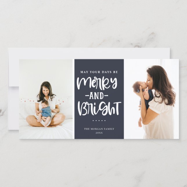 Cartes Pour Fêtes Annuelles Photo Festive Joyeux Et Bleu Lumineux (Devant)