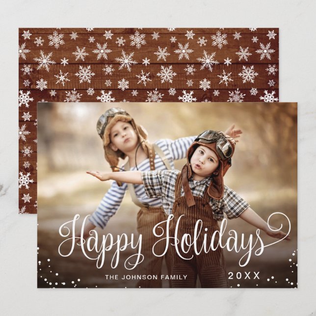 Cartes Pour Fêtes Annuelles PHOTO Fêtes Joyeuses Moderne Salutation de Noël (Devant / Derrière)