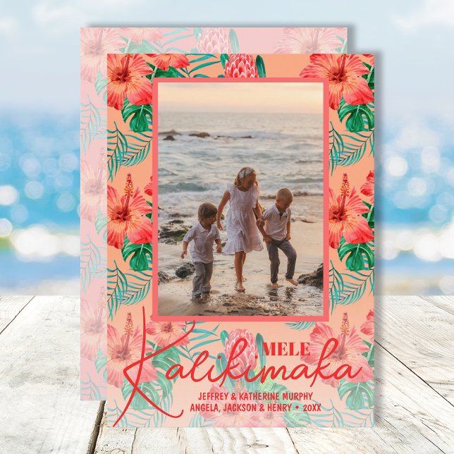 Cartes Pour Fêtes Annuelles Photo Floral Mele Kalikimaka (Créateur téléchargé)