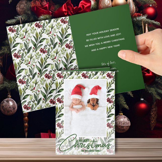 Cartes Pour Fêtes Annuelles Photo florale de Noël pliée (Créateur téléchargé)