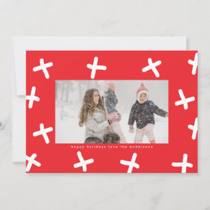 Cartes Pour Fêtes Annuelles Photo Frontière moderne Fun Rouge & Blanc Carangs 