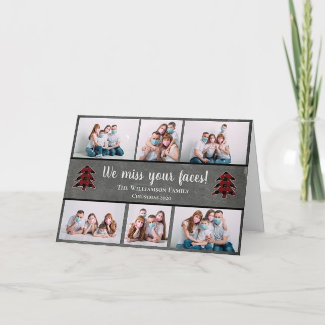 Cartes Pour Fêtes Annuelles Photo Funky Miss Tes Visages Masques Visage Noël (Devant)