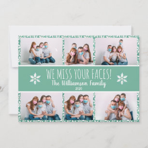 Cartes Pour Fêtes Annuelles Photo Funky Miss Your Faces Green Snowflake Covid