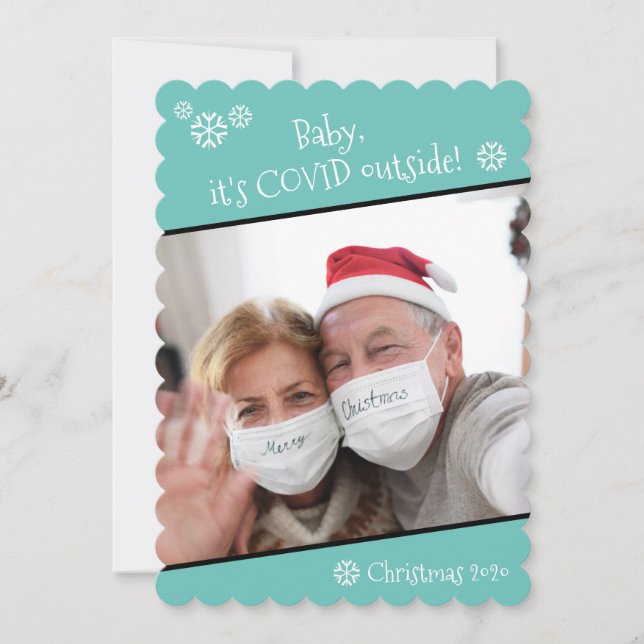 Cartes Pour Fêtes Annuelles Photo Funny Baby It's Covid Outside BlueChristmas (Devant)