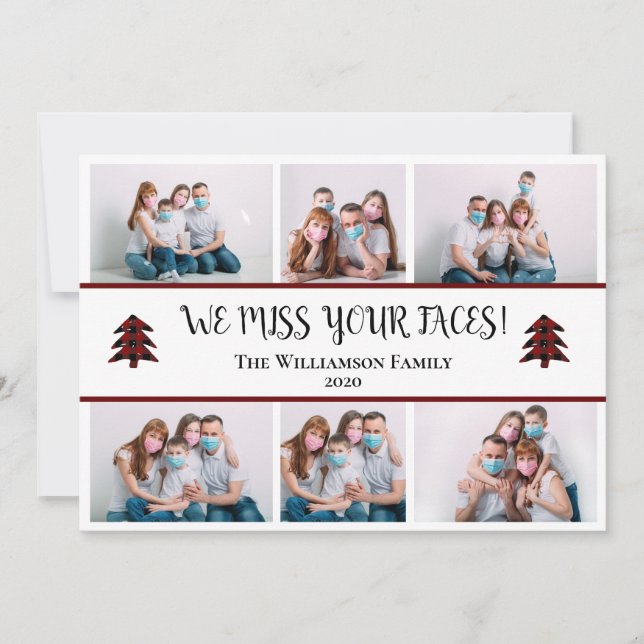 Cartes Pour Fêtes Annuelles Photo Funny Miss Your Faces Covid Noël (Devant)