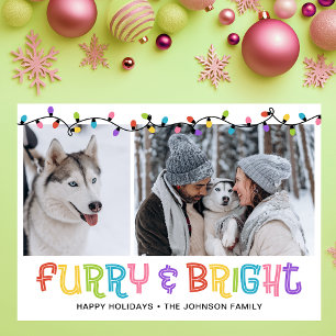 Cartes Pour Fêtes Annuelles Photo Furry & Bright Dog