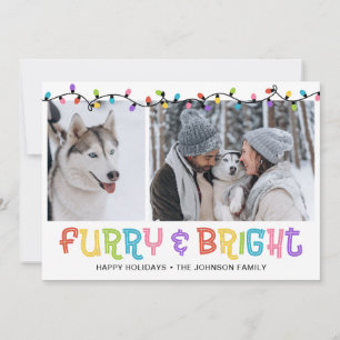 Cartes Pour Fêtes Annuelles Photo Furry & Bright Dog