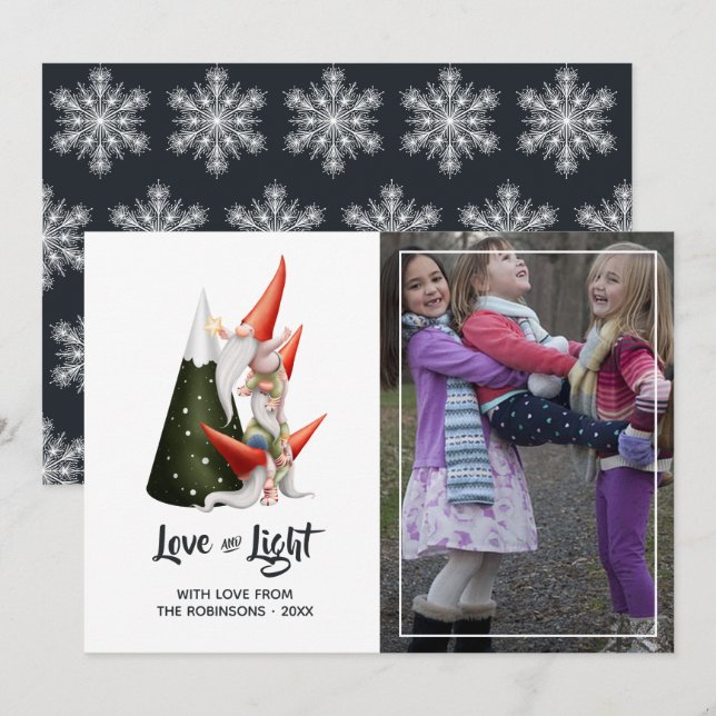 Cartes Pour Fêtes Annuelles Photo Gnome de Noël (Devant / Derrière)