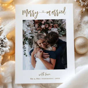 Cartes Pour Fêtes Annuelles Photo Gold Merry & Marié Premier Noël