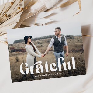 Cartes Pour Fêtes Annuelles Photo Grateful Typography