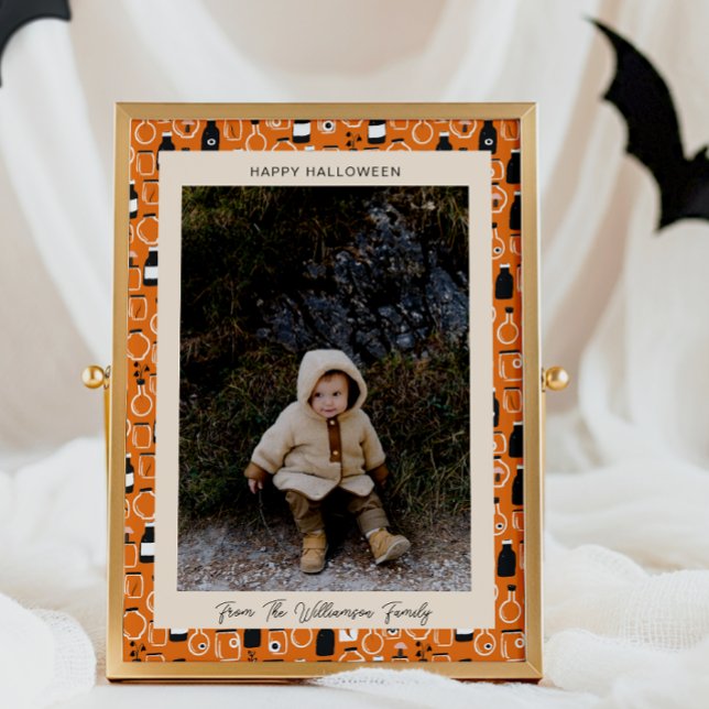 Cartes Pour Fêtes Annuelles Photo Halloween de l'Apothicaire Orange Noir Moder (Créateur téléchargé)