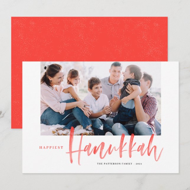 Cartes Pour Fêtes Annuelles Photo Hanoukka la plus heureuse de la calligraphie (Devant / Derrière)