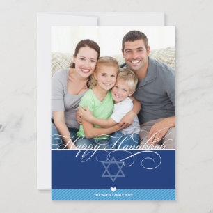 CARTES POUR FÊTES ANNUELLES PHOTO HANUKKAH FLAT CARD :