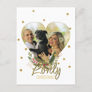 Cartes Pour Fêtes Annuelles Photo Heart Gold Parties scintillant Stars Beau No