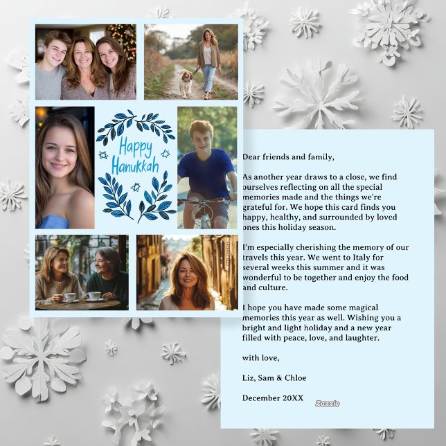 Cartes Pour Fêtes Annuelles PHOTO HEUREUSE HANOUKKA CUSTOM 6 Dessinée À LA MAI (HAPPY HANUKKAH Hand-Drawn CUSTOM 6 PHOTO Family Collage Watercolor Holiday Card / Digital Download

)