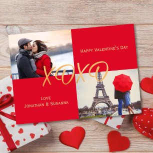 Cartes Pour Fêtes Annuelles Photo Heureuse Sainte-Valentin Gold XOXO