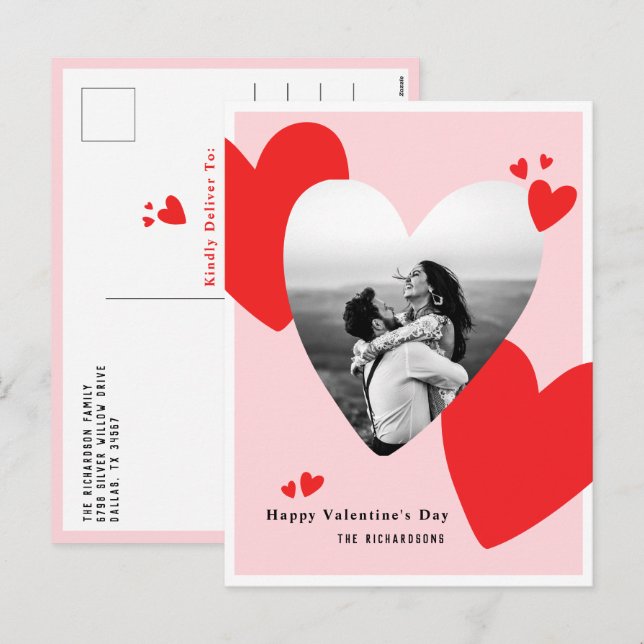 Cartes Pour Fêtes Annuelles Photo Heureuse Sainte-Valentin personnalisée moder (Devant / Derrière)