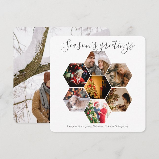 Cartes Pour Fêtes Annuelles Photo Hexagon personnalisée de Noël (Devant / Derrière)