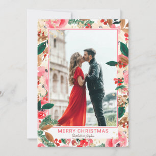 Cartes Pour Fêtes Annuelles Photo hiver Joyeux Noël floral Aquarelle
