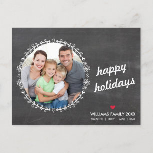 Cartes Pour Fêtes Annuelles PHOTO HOLIDAY chalkboard rustic handdrawn sketch