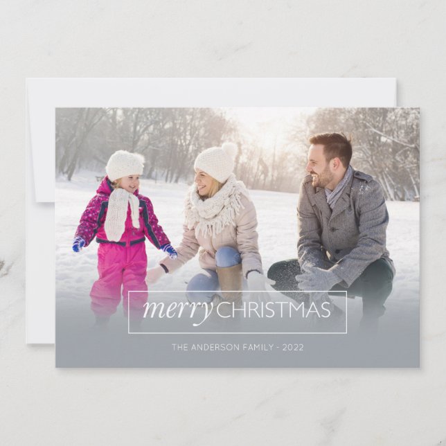 Cartes Pour Fêtes Annuelles Photo horizontale Joyeux Noël gris moderne (Devant)