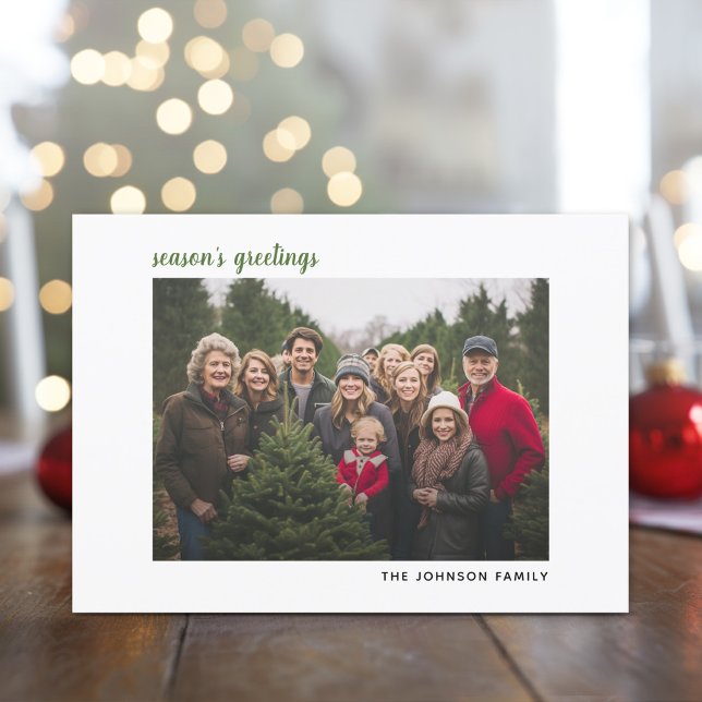 Cartes Pour Fêtes Annuelles Photo horizontale Noël Green plaid Happy (Season's Greetings - Photo card for family or corporate photo)