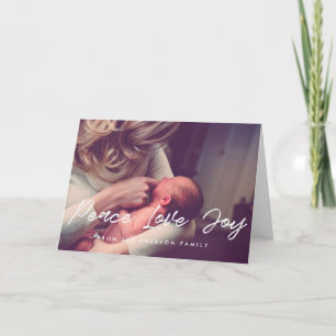 Cartes Pour Fêtes Annuelles Photo inspirant de paix d'amour de joie moderne