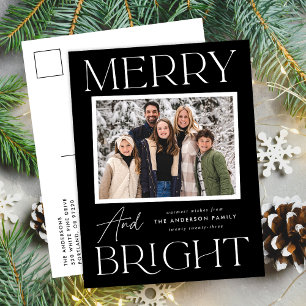 Cartes Pour Fêtes Annuelles Photo instantanée moderne Black Merry et Bright Ph