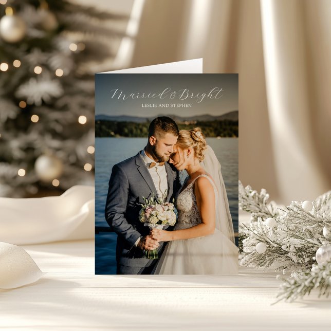 Cartes Pour Fêtes Annuelles Photo intemporelle Élégante Noël de mariée (Créateur téléchargé)
