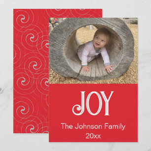 Cartes Pour Fêtes Annuelles Photo Joie Rouge, Blanc et Argent