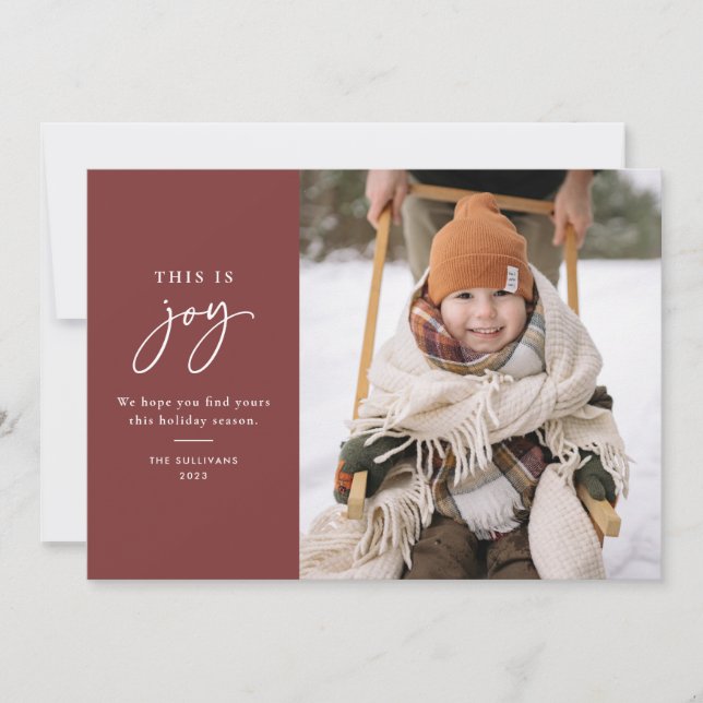 Cartes Pour Fêtes Annuelles Photo Joy Red Minimalist (Devant)