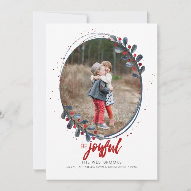 Cartes Pour Fêtes Annuelles Photo Joyeuse de Fête Lettrée à la main (Devant)