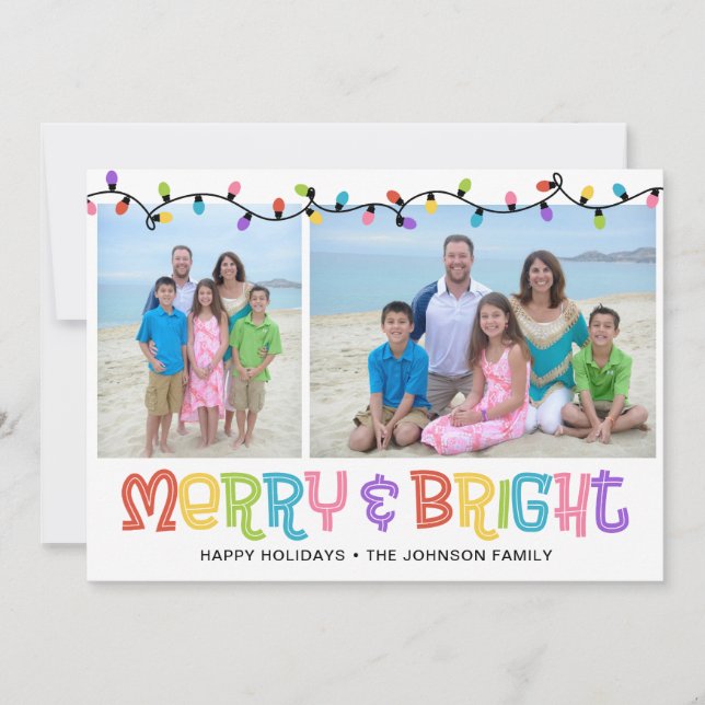 Cartes Pour Fêtes Annuelles Photo Joyeuse et brillante (Devant)