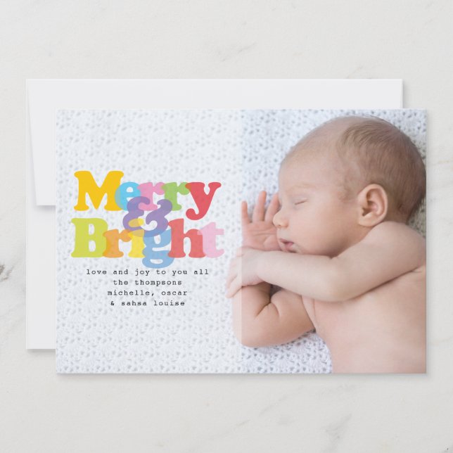 Cartes Pour Fêtes Annuelles Photo Joyeux et brillant Noël Naissance (Devant)