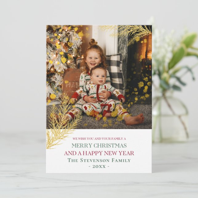 Cartes Pour Fêtes Annuelles Photo Joyeux Noël Bonne année Personnalisée (Debout devant)