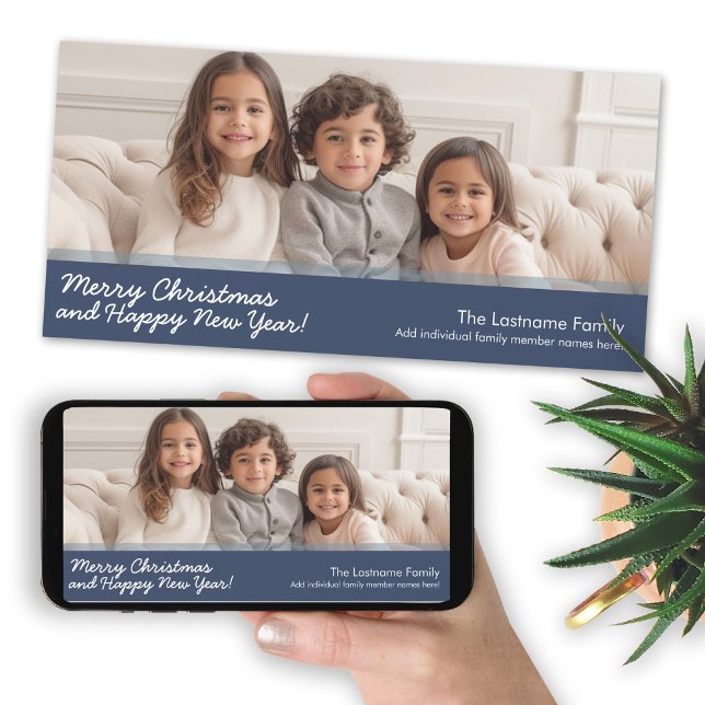 Cartes Pour Fêtes Annuelles Photo Joyeux Noël horizontal ou panoramique (Add photos to this Christmas card and download a copy to send electronically or post on social media)