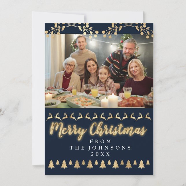Cartes Pour Fêtes Annuelles Photo Joyeux Noël Joyeux Nouvel An Marine moderne (Devant)