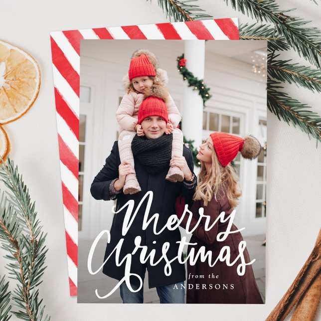 Cartes Pour Fêtes Annuelles Photo Joyeux Noël Lettré à la main (Créateur téléchargé)