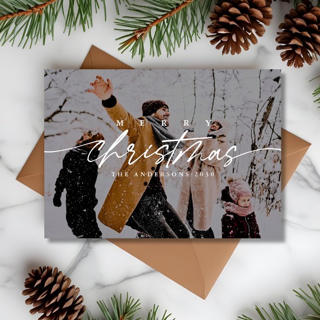 Cartes Pour Fêtes Annuelles Photo Joyeux Noël moderne | Superposition foncée (Créateur téléchargé)