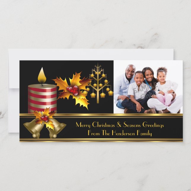 Cartes Pour Fêtes Annuelles Photo Joyeux Noël Saison Salutations Famille 3 (Devant)