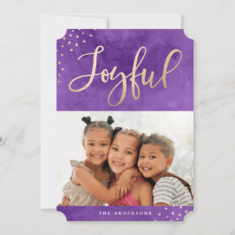 Cartes Pour Fêtes Annuelles Photo Joyeux or violet Aquarelle moderne