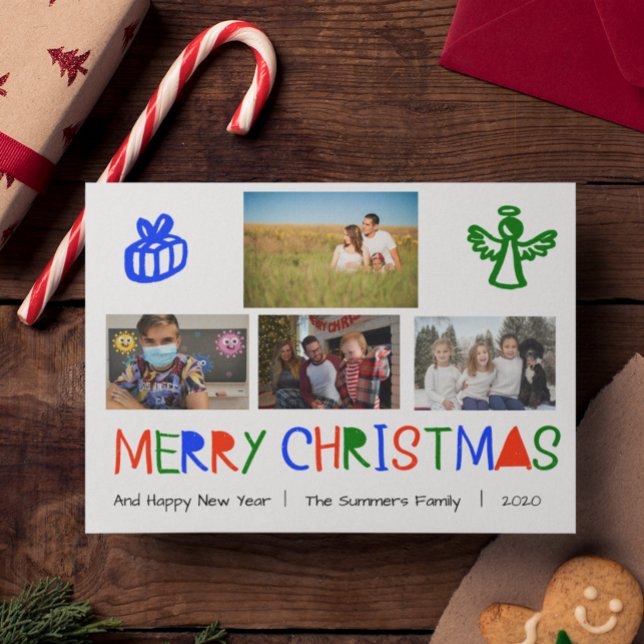Cartes Pour Fêtes Annuelles Photo manuscrite de couleur vive Noël (Créateur téléchargé)