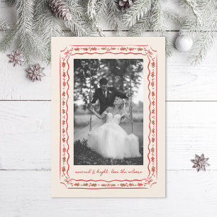 Cartes Pour Fêtes Annuelles Photo Mariage de cadre peint Holly classique