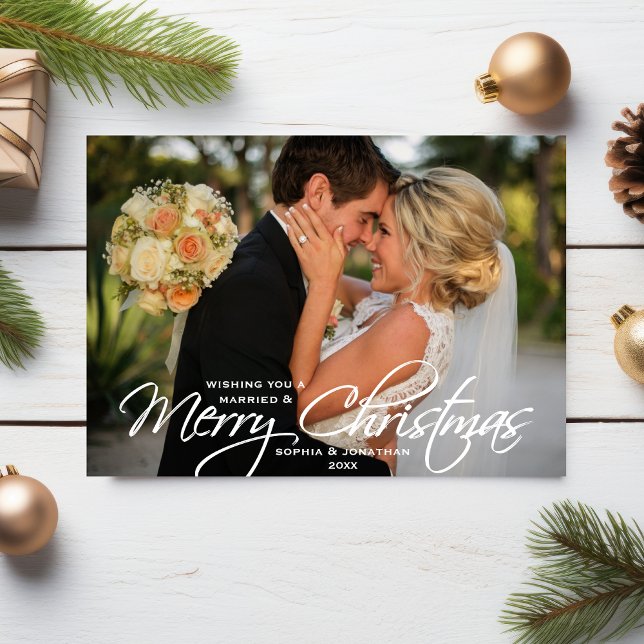 Cartes Pour Fêtes Annuelles Photo Marié & Joyeux Noël (Créateur téléchargé)