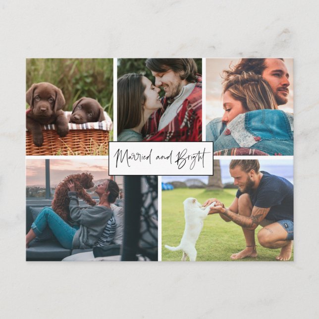 Cartes Pour Fêtes Annuelles Photo mariée et brillante d'un couple marié (Devant)
