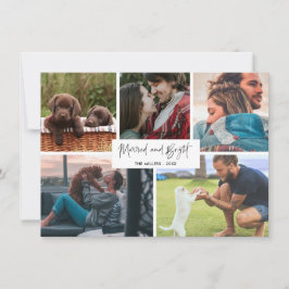 Cartes Pour Fêtes Annuelles Photo mariée et brillante d'un couple marié