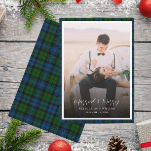Cartes Pour Fêtes Annuelles Photo mariée et Joyeuse Campbell Tartan