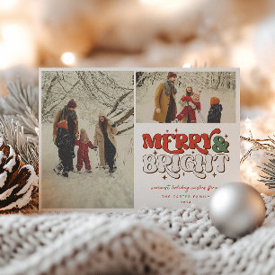 Cartes Pour Fêtes Annuelles Photo Merry & Bright Retro 2