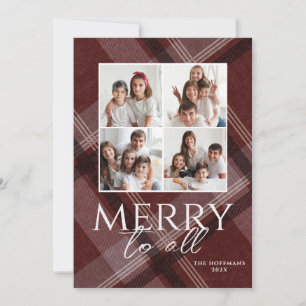 Cartes Pour Fêtes Annuelles Photo Merry to All Burgundy