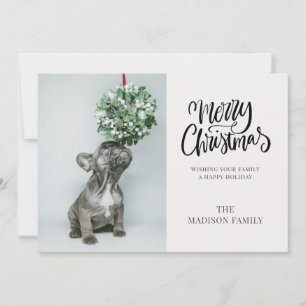 Cartes Pour Fêtes Annuelles Photo mignonne personnalisée Chien Mistletoe Joyeu